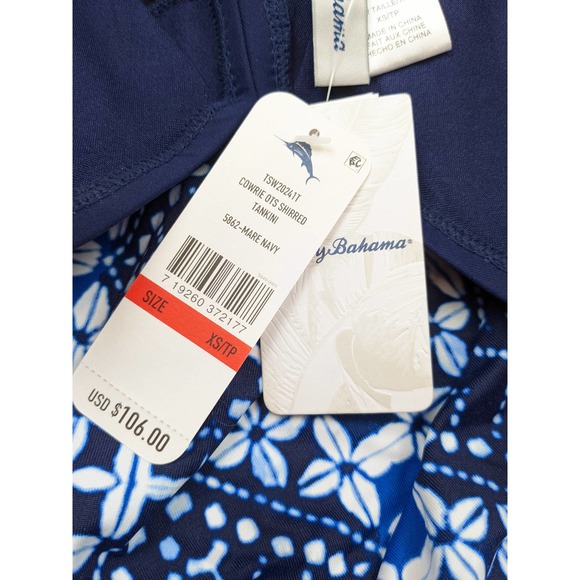 Tommy Bahama Indigo Cowrie Diamonds Over The Shoulder Shirred Tankini To… - Picture 10 of 10